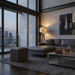 Cortesi Home Charli Tufted Cube Ottoman in 100% Genuine Leather // Brown