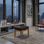 Bare Decor Luisa Bench Genuine 100% Leather and Teak // Brown