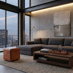 Bare Decor Sands Genuine Leather Cube Ottoman // Saddle Brown