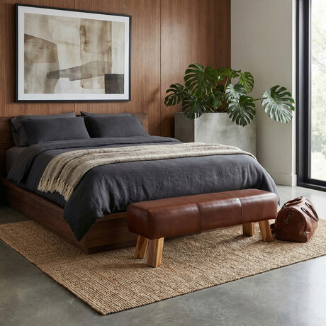 Bare Decor Lika Bench Ottoman Genuine 100% Leather // Brown