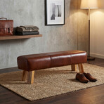 Bare Decor Lika Bench Ottoman Genuine 100% Leather // Brown