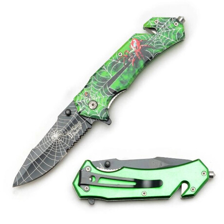 Spring Assisted Knife // DF-001D // Web (Green)