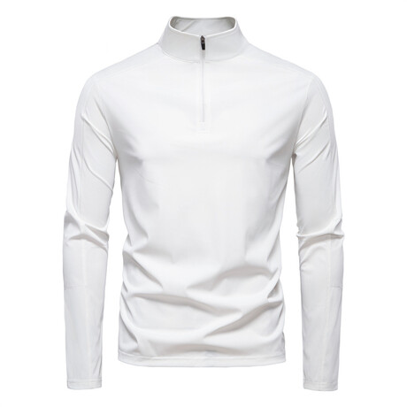 Long Sleeve 1/4 Zip T-shirt // White (XS)