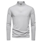Long Sleeve 1/4 Zip T-shirt // Light grey (XL)
