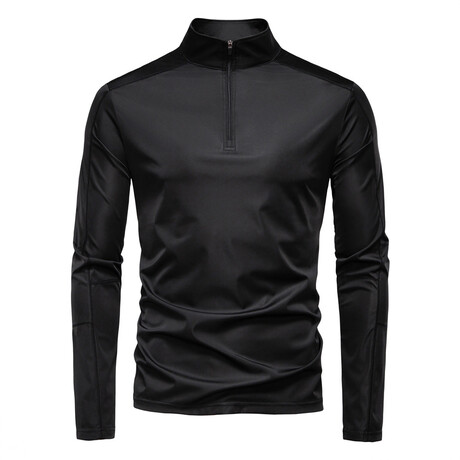 Long Sleeve 1/4 Zip T-shirt // Black (XS)