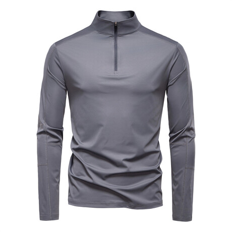 Long Sleeve 1/4 Zip T-shirt // Dark grey (XS)