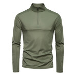 Long Sleeve 1/4 Zip T-shirt // Army green (XS)