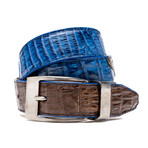Luciano Belt // Caiman Belly // Navy/Brown (36)