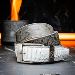 Alessio Belt // Ostrich // White/Gray (36)