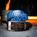 Luciano Belt // Caiman Belly // Navy/Brown (36)