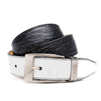 Alessio Belt // Ostrich // White/Black (36)