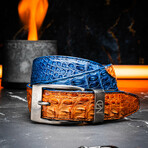 Luciano Belt // Caiman Belly // Blue/Brandy (36)