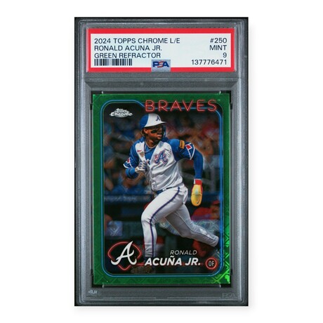 Ronald Acuna Jr. // 2024 Topps Chrome L/E Green Refractor // #31/99 // PSA 9 M