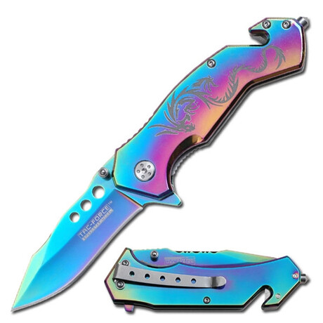 Spring Assisted Knife // TF-759 // Dragon Strike (Rainbow)