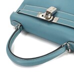 Hermès // Epsom Leather Kelly 28 Handbag // Blue Jean + Silver // Pre-Owned