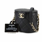 Chanel // Lambskin Classic Flap Mini Chain Bucket Bag // Black + Gold // Pre-Owned
