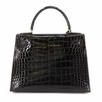 Hermès // Alligator Leather Kelly 28 Handbag // Dark Brown + Gold // Pre-Owned