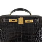 Hermès // Alligator Leather Kelly 28 Handbag // Dark Brown + Gold // Pre-Owned