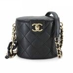 Chanel // Lambskin Classic Flap Mini Chain Bucket Bag // Black + Gold // Pre-Owned