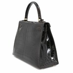 Hermès // Alligator Leather Kelly 28 Handbag // Dark Brown + Gold // Pre-Owned