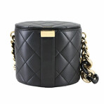Chanel // Lambskin Classic Flap Mini Chain Bucket Bag // Black + Gold // Pre-Owned