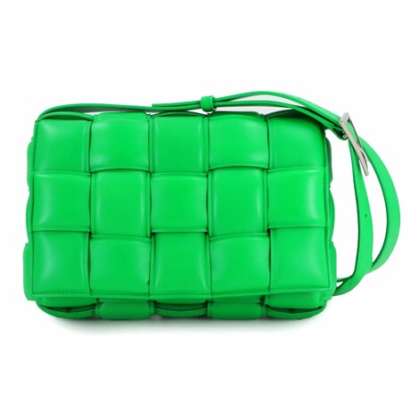 Bottega Veneta // Leather Padded Cassette Bag // Green + Silver // Pre-Owned