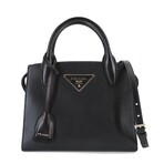 Prada // Saffiano Leather 2-Way Hand/Shoulder Bag // Nero + Silver // Pre-Owned