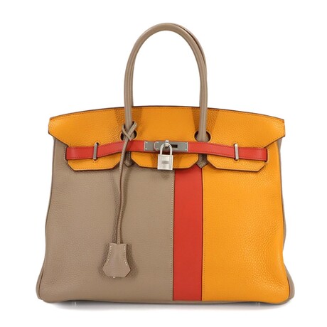 Hermès // Taurillon Clemence + Swift Birkin 35 Handbag // Trutier Gray + Mustard + Sanguine + Matte Silver // Pre-Owned