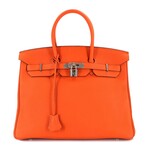 Hermès // Togo Leather Birkin 35 Handbag // Fauve Orange + Silver // Pre-Owned