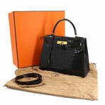 Hermès // Alligator Leather Kelly 28 Handbag // Dark Brown + Gold // Pre-Owned