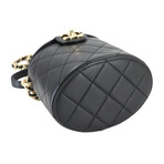Chanel // Lambskin Classic Flap Mini Chain Bucket Bag // Black + Gold // Pre-Owned