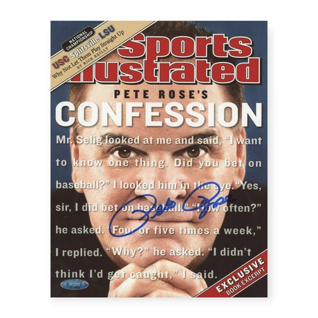 Pete Rose // CIN Reds // Signed Photo // SI Cover