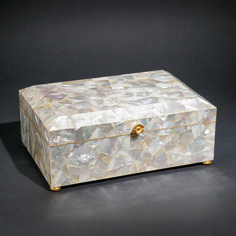 Genuine Large Mother of Pearl Jewelry Box