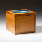 Genuine Blue Agate Inlay Wooden Jewelry Box