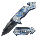 Spring Assisted Knife // TF-686 // Dragon Strike (Silver/Blue)