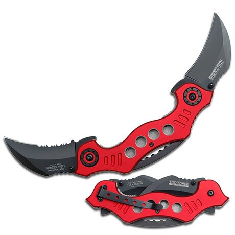Spring Assisted Knife // TF-669 // Bat (Black/Red)