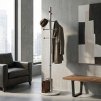 Cortesi Home Antenna Cherry Six Foot Chrome // Cherry Wood Coat Rack // Light Marble