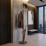 Cortesi Home Crown Dark Six Foot Chrome // Cherry Wood Coat Rack // Dark Marble