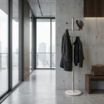 Cortesi Home Antenna Black Six Foot Chrome and Wood Coat Rack // Light Marble