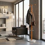 Cortesi Home Alpine Light Chrome and Natural Wood Coat Rack // Light Marble