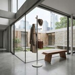 Cortesi Home Antenna Cherry Six Foot Chrome // Cherry Wood Coat Rack // Light Marble