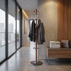 Cortesi Home Crown Dark Six Foot Chrome // Cherry Wood Coat Rack // Dark Marble