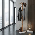 Cortesi Home Alpine Light Chrome and Natural Wood Coat Rack // Light Marble