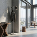 Cortesi Home Antenna Black Six Foot Chrome and Wood Coat Rack // Light Marble