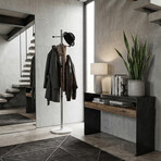 Cortesi Home Antenna Black Six Foot Chrome and Wood Coat Rack // Light Marble