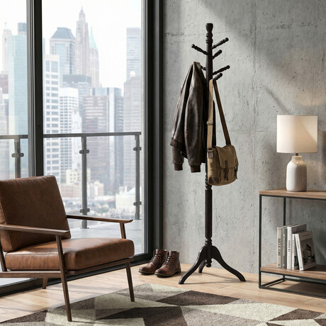 Cortesi Home Ross Wooden Swivel Coat Rack // Walnut