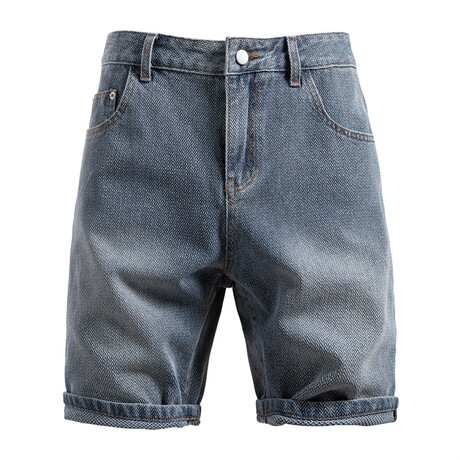 Textured Denim Short // Light blue (XS)