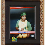 Reggie Jackson // Oakland A's // Signed Custom Framed Photo + 1973 WS Pin