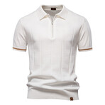 Zippered Paneled Polo T-shirt // White (M)