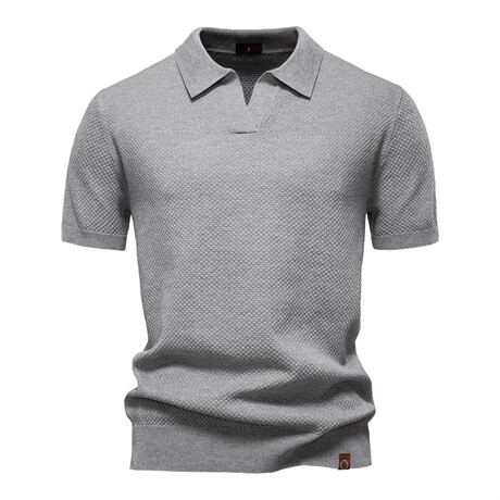 Open Placket Collar Polo T-shirt // Light grey (XS)